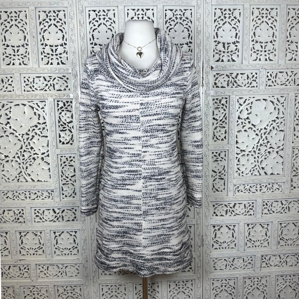 Lou & Grey Speckled Cowl Neck Long Sleeve Sweater Dress Sz Small